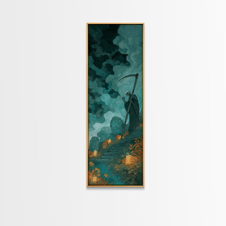 The Grave Gardener Of Yuggoth, Dark Fantasy Wall Art, Tall Narrow Wall Art, Canvas Print, Halloween Home Decor, Gothic Wall Art