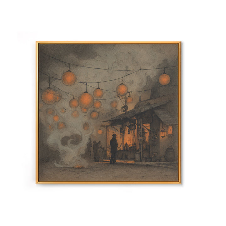 The Lantern Market Beyond The Veil, Occult Wall Decor, Square Wall Art, Canvas Print, Halloween Home Decor, Gothic Wall Art