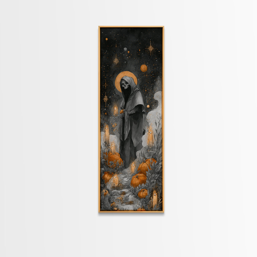 The Salt King Of The Black Shore, Occult Wall Decor, Tall Narrow Wall Art, Framed Canvas Print, Halloween Home Decor, Gothic Wall Art