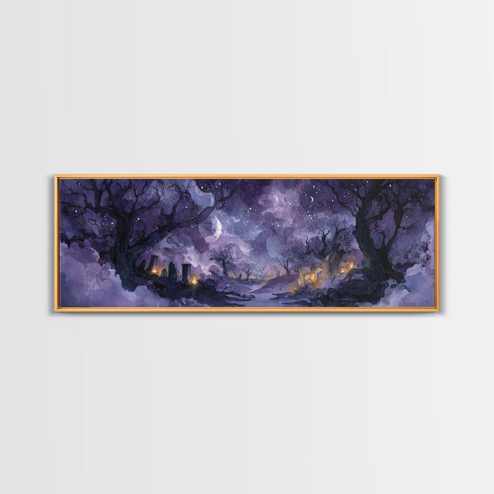 The Dreamwell Beneath Miskatonic, Cosmic Horror Decor, Extra Wide Wall Art, Framed Canvas Print, Halloween Home Decor, Gothic Wall Art