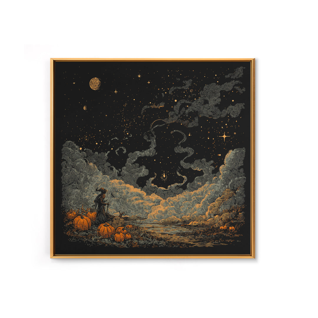 The Seamstress Of Living Nebulae, Cosmic Horror Decor, Square Wall Art, Framed Canvas Print, Halloween Home Decor, Gothic Wall Art