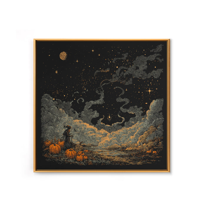 The Seamstress Of Living Nebulae, Cosmic Horror Decor, Square Wall Art, Framed Canvas Print, Halloween Home Decor, Gothic Wall Art