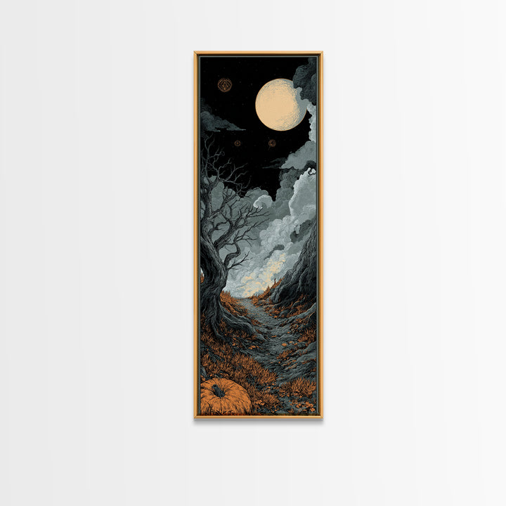 The Seamstress Of Living Nebulae, Cosmic Horror Decor, Tall Narrow Wall Art, Canvas Print, Halloween Home Decor, Gothic Wall Art