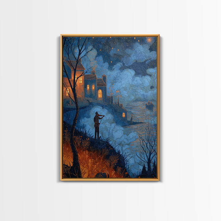 The Violinist Of The Drowned Moon, Lovecraftian Wall Art, Vertical Wall Art, Canvas Print, Halloween Home Decor, Gothic Wall Art