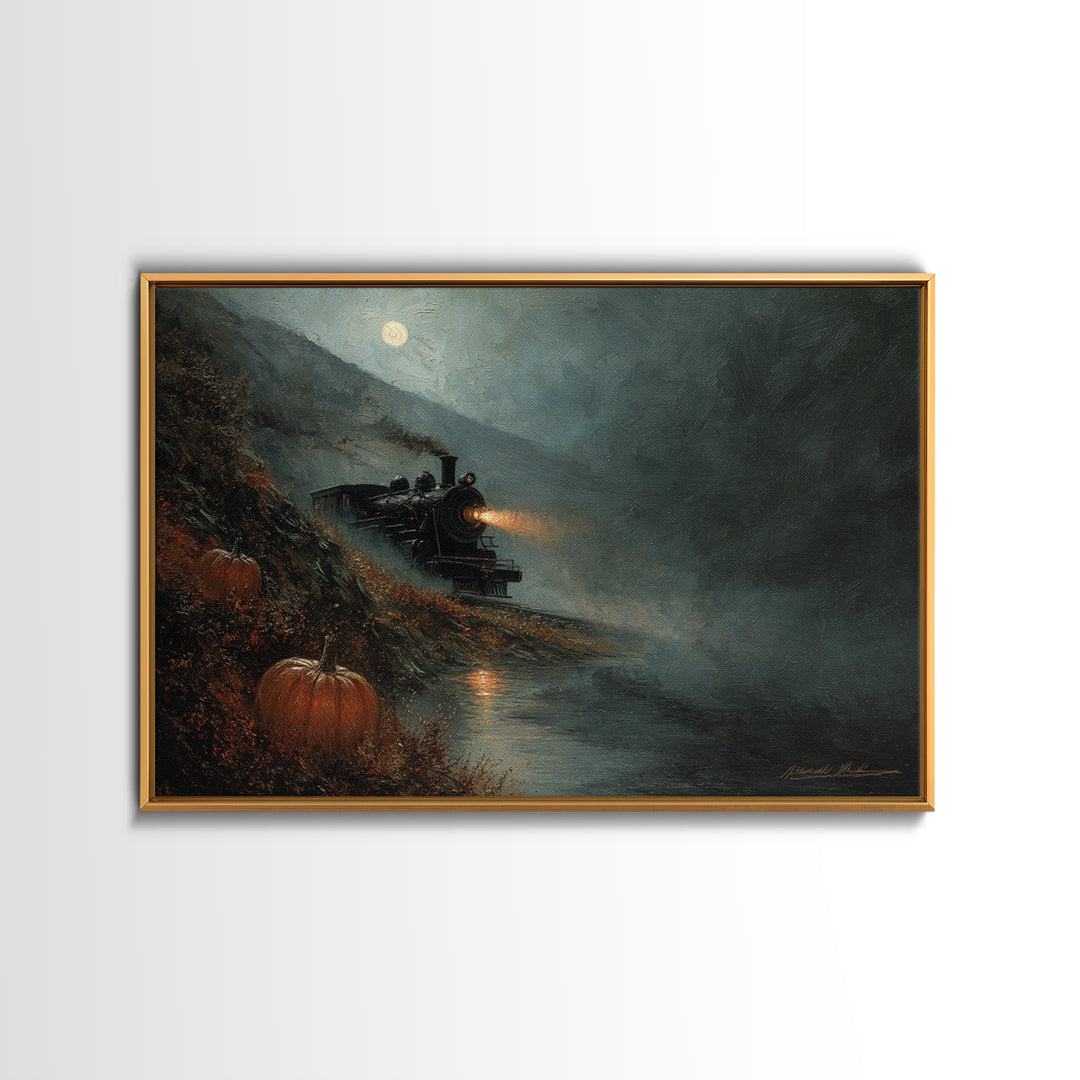 The Phantom Train To Kadath, Spooky Wall Decor, Landscape Wall Art, Canvas Print, Halloween Home Decor, Gothic Wall Art, Halloween Wall Art