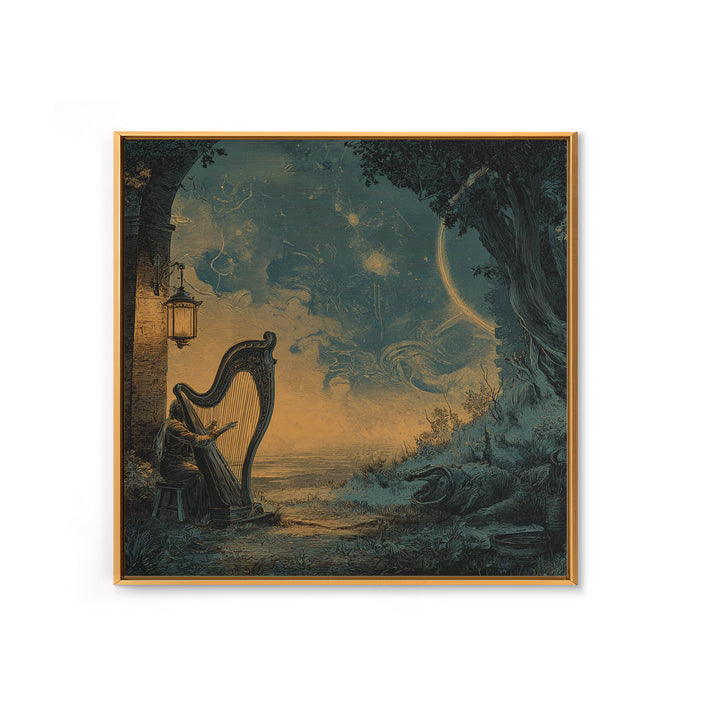 The Harpist Of Abyssal Sleep, Halloween Wall Art, Square Wall Art, Canvas Print, Halloween Home Decor, Gothic Wall Art, Seasonal Home Decor