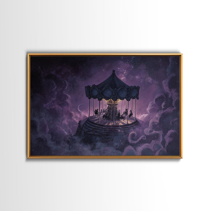 The Carousel Of Sleeping Planets, Occult Wall Decor, Landscape Wall Art, Canvas Print, Halloween Home Decor, Gothic Wall Art