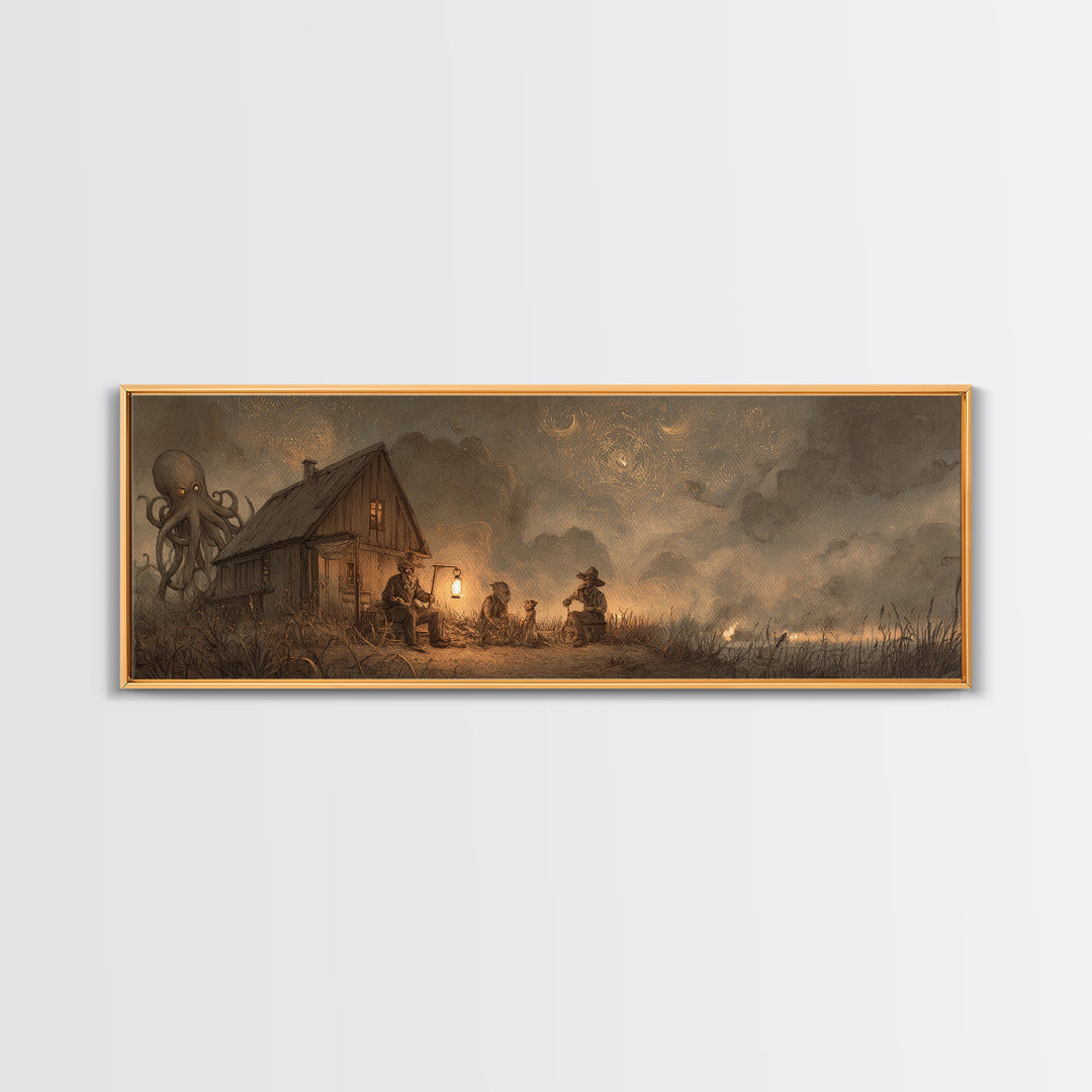 The Festival Of The Little Old Ones, Occult Wall Decor, Extra Wide Wall Art, Canvas Print, Halloween Home Decor, Gothic Wall Art