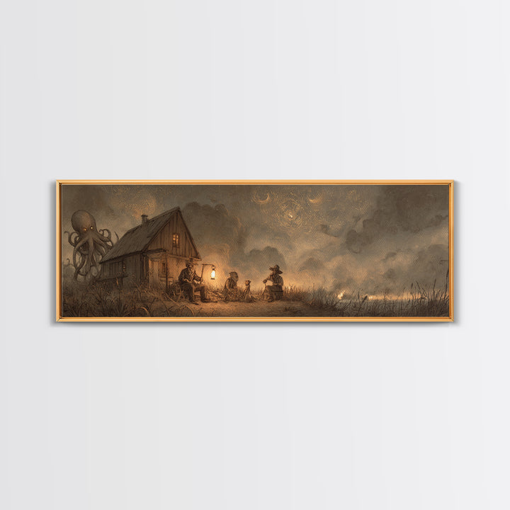 The Festival Of The Little Old Ones, Occult Wall Decor, Extra Wide Wall Art, Canvas Print, Halloween Home Decor, Gothic Wall Art
