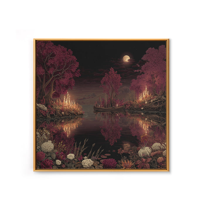 The Mirror Lake Of Lost Constellations, Halloween Wall Art, Square Wall Art, Framed Canvas Print, Halloween Home Decor, Gothic Wall Art