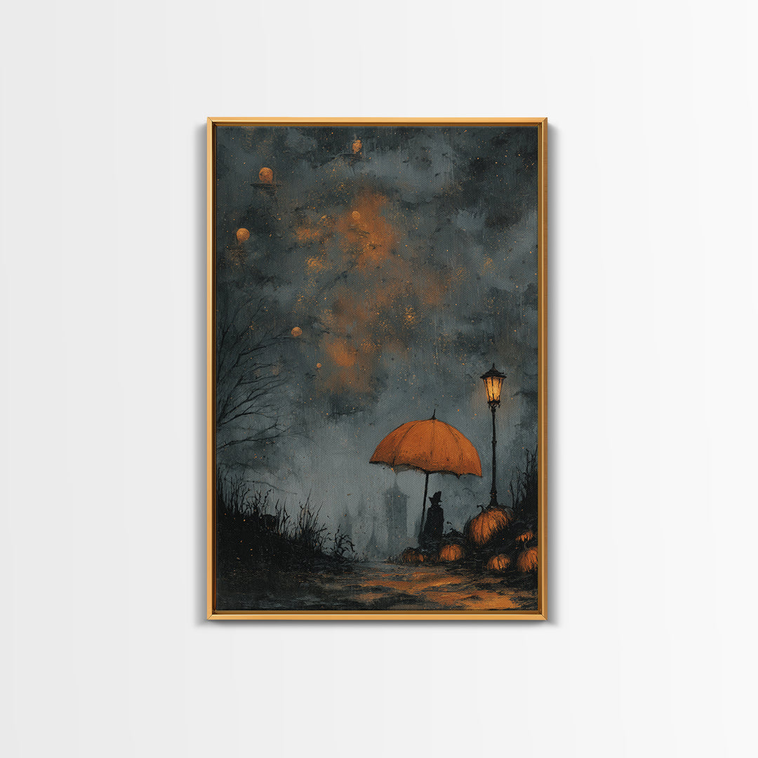 The Umbrella Of The Outer Rain, Halloween Wall Art, Vertical Wall Art, Canvas Print, Halloween Home Decor, Gothic Wall Art, Dark Fantasy Art