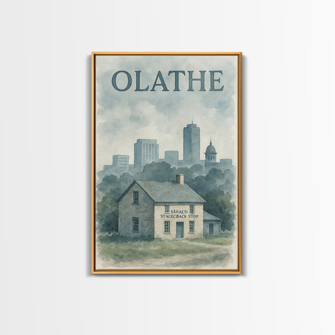 Olathe Travel Poster, Canvas Print, Painted Travel Poster Art, Olathe Travel Art, City Illustration, Travel Art Print, Home Office Decor