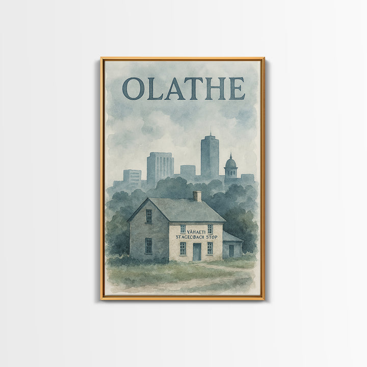 Olathe Travel Poster, Canvas Print, Painted Travel Poster Art, Olathe Travel Art, City Illustration, Travel Art Print, Home Office Decor