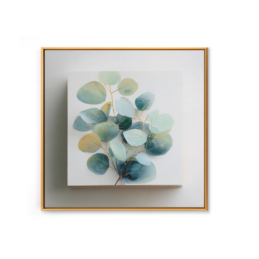 Clean Eucalyptus Leaf Study Framed Canvas Print, Waiting Room Art, Gallery Decor, Waiting Room Decor, Oil Painting, Calm, WRA-1x1-41