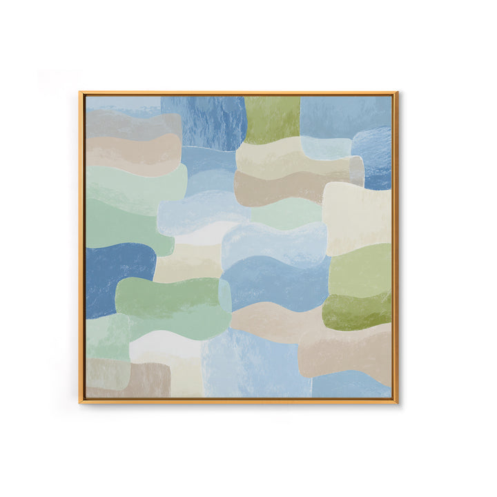 Pastel Rainbow Shapes for Pediatric Spaces Framed Canvas Print, Waiting Room Art, Dental Wall Art, Waiting Room Decor, Calm, WRA-1x1-42