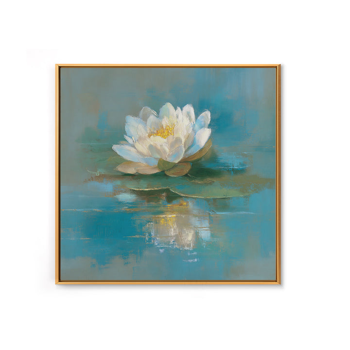 Lotus Flower on Still Water Framed Canvas Print, Waiting Room Art, Photography Print, Waiting Room Decor, Oil Painting, Calm, WRA-1x1-63