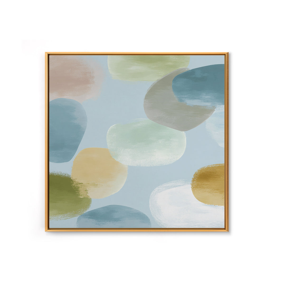 Pastel Rainbow Shapes for Pediatric Spaces Framed Canvas Print, Waiting Room Art, Dental Wall Art, Waiting Room Decor, Calm, WRA-1x1-66