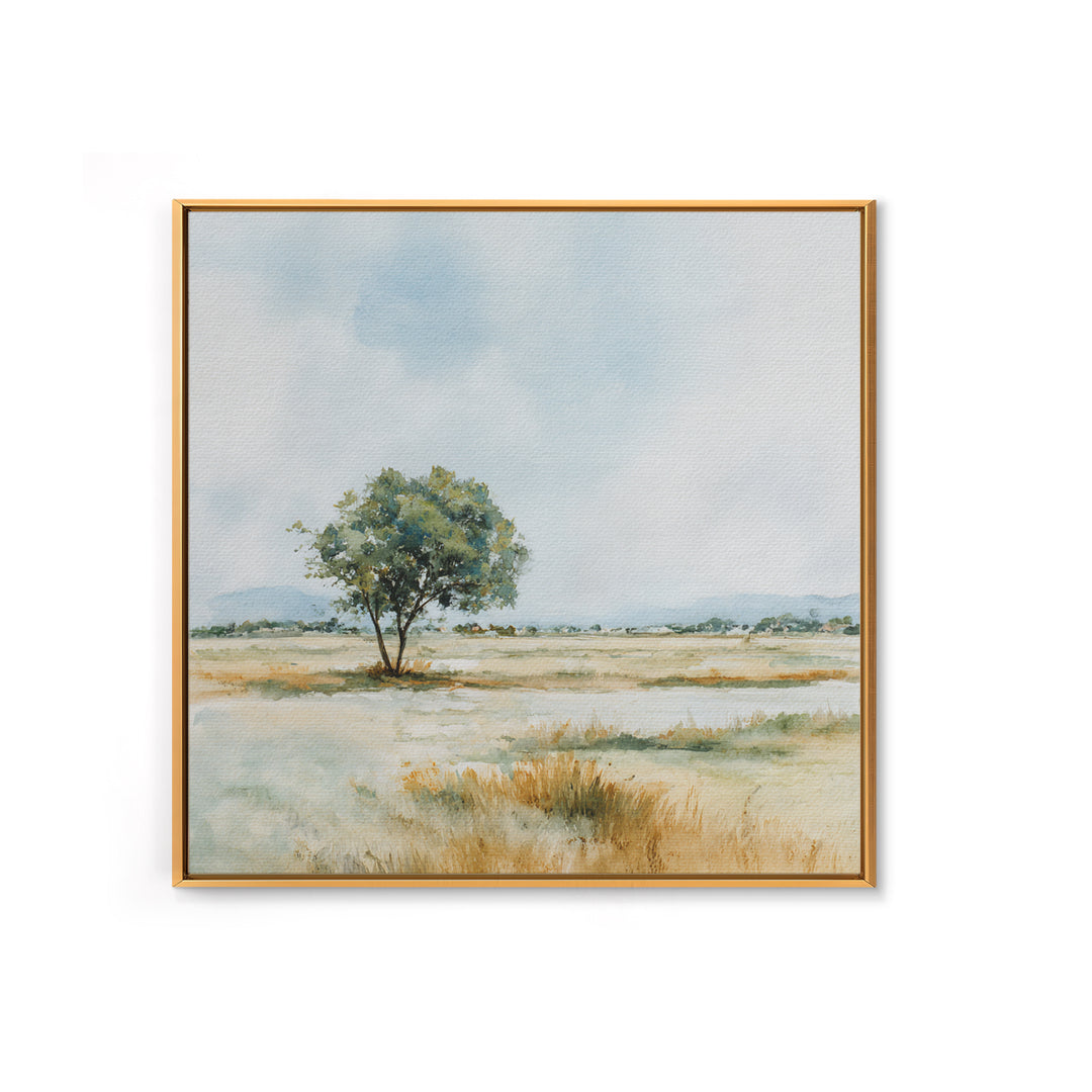 Open Field with Distant Tree Framed Canvas Print, Waiting Room Art, Therapy Office Decor, Waiting Room Decor, Fine Art, Calm, WRA-1x1-71
