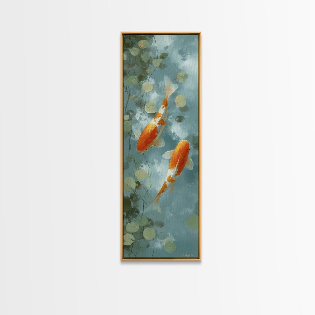 Gentle Koi Fish Canvas Print, Waiting Room Art, Landscape, Waiting Room Decor, Fine Art, Calm, Neutral Decor, Modern Decor, WRA-1x3-10