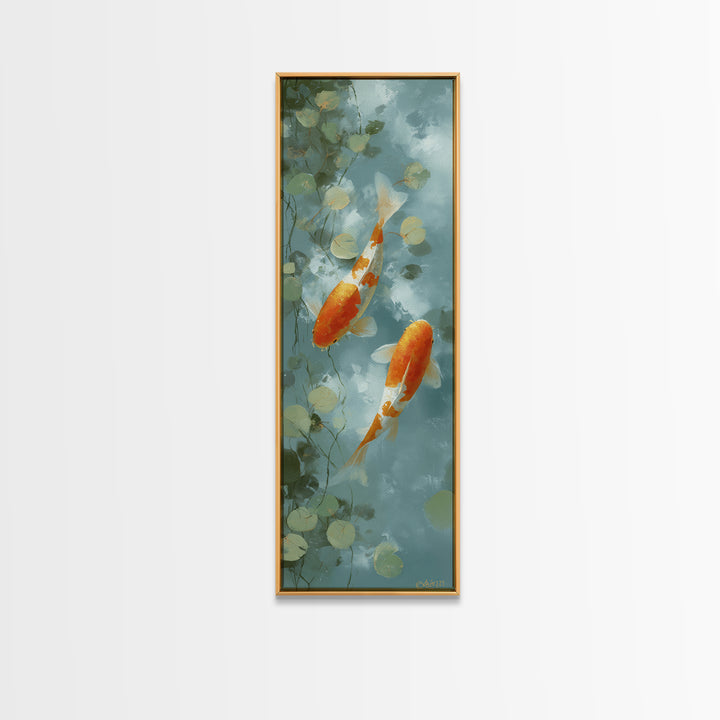 Gentle Koi Fish Canvas Print, Waiting Room Art, Landscape, Waiting Room Decor, Fine Art, Calm, Neutral Decor, Modern Decor, WRA-1x3-10