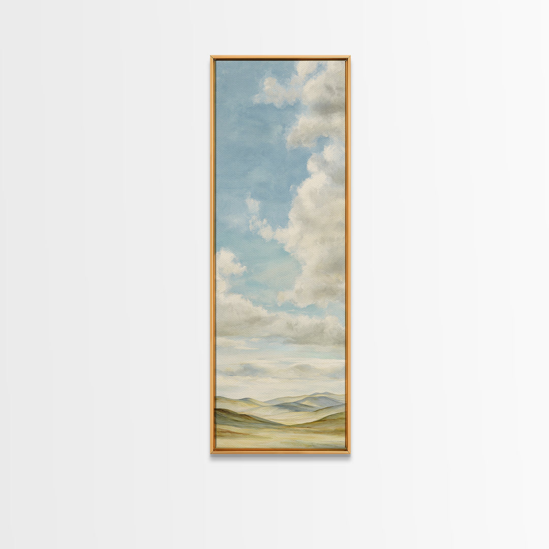 Calming Landscape with Open Sky and Gentle Canvas Print, Waiting Room Art, Statement Artwork, Waiting Room Decor, Oil Painting, WRA-1x3-13