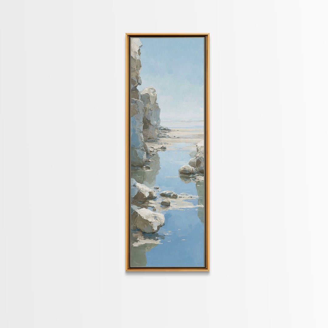 Coastal Horizon with Pale Sand and Water Canvas Print, Waiting Room Art, Gallery Decor, Waiting Room Decor, Fine Art, Calm, WRA-1x3-21