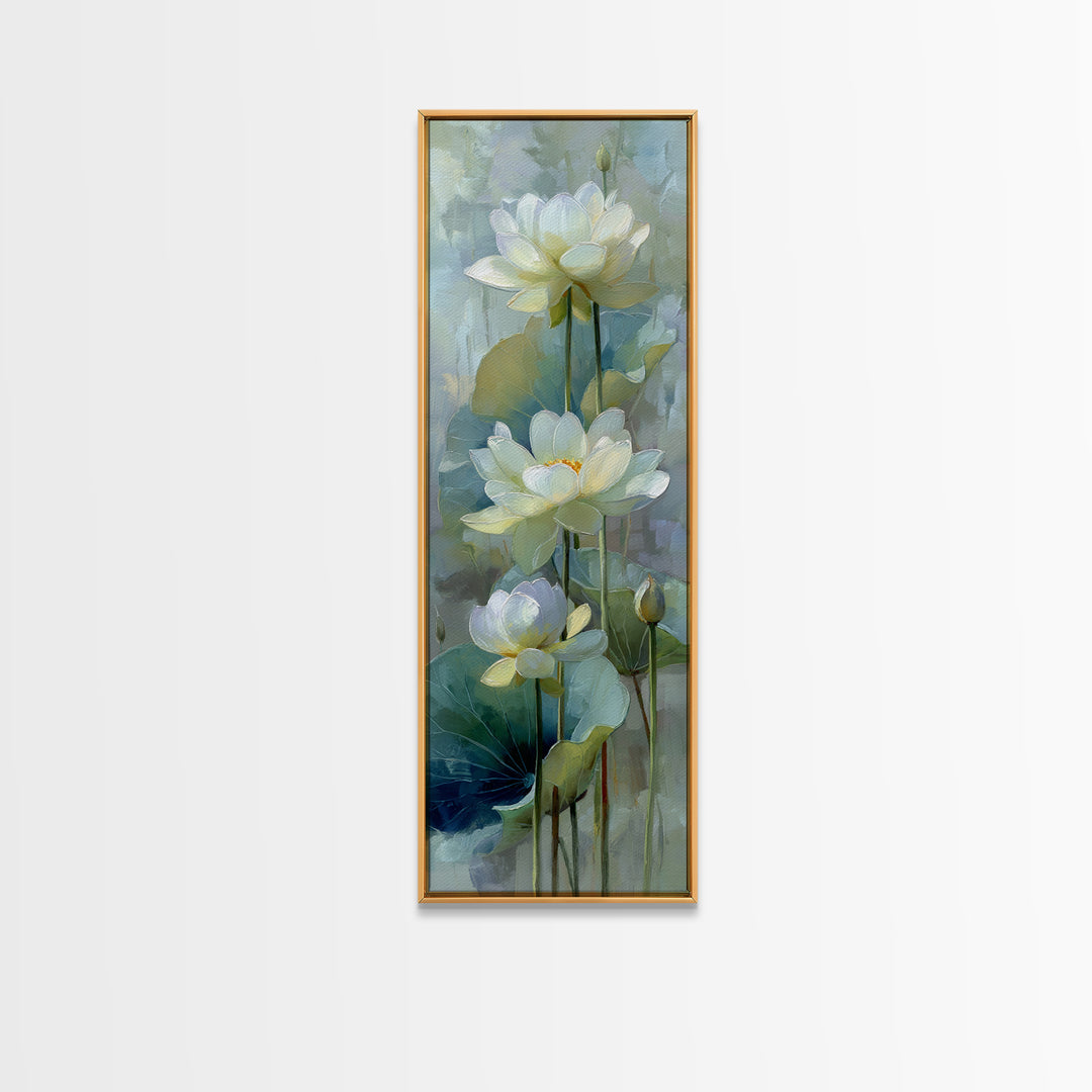 Lotus Flower on Still Water Canvas Print, Waiting Room Art, Printable Wall Art, Waiting Room Decor, Watercolor Art, Calm, WRA-1x3-27