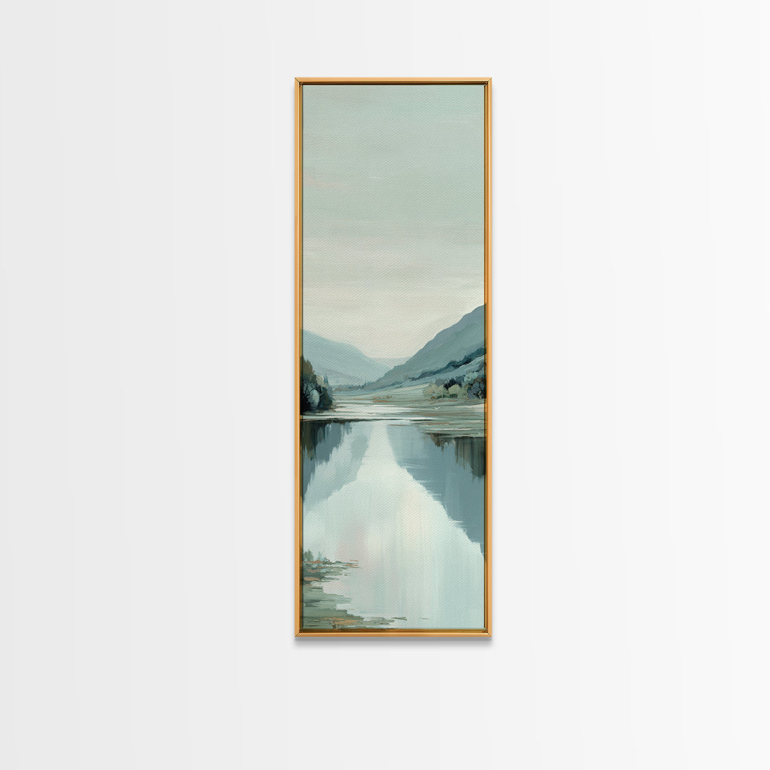 Peaceful Lake Reflection at Dawn Canvas Print, Waiting Room Art, Printable Wall Art, Waiting Room Decor, Oil Painting, Calm, WRA-1x3-40
