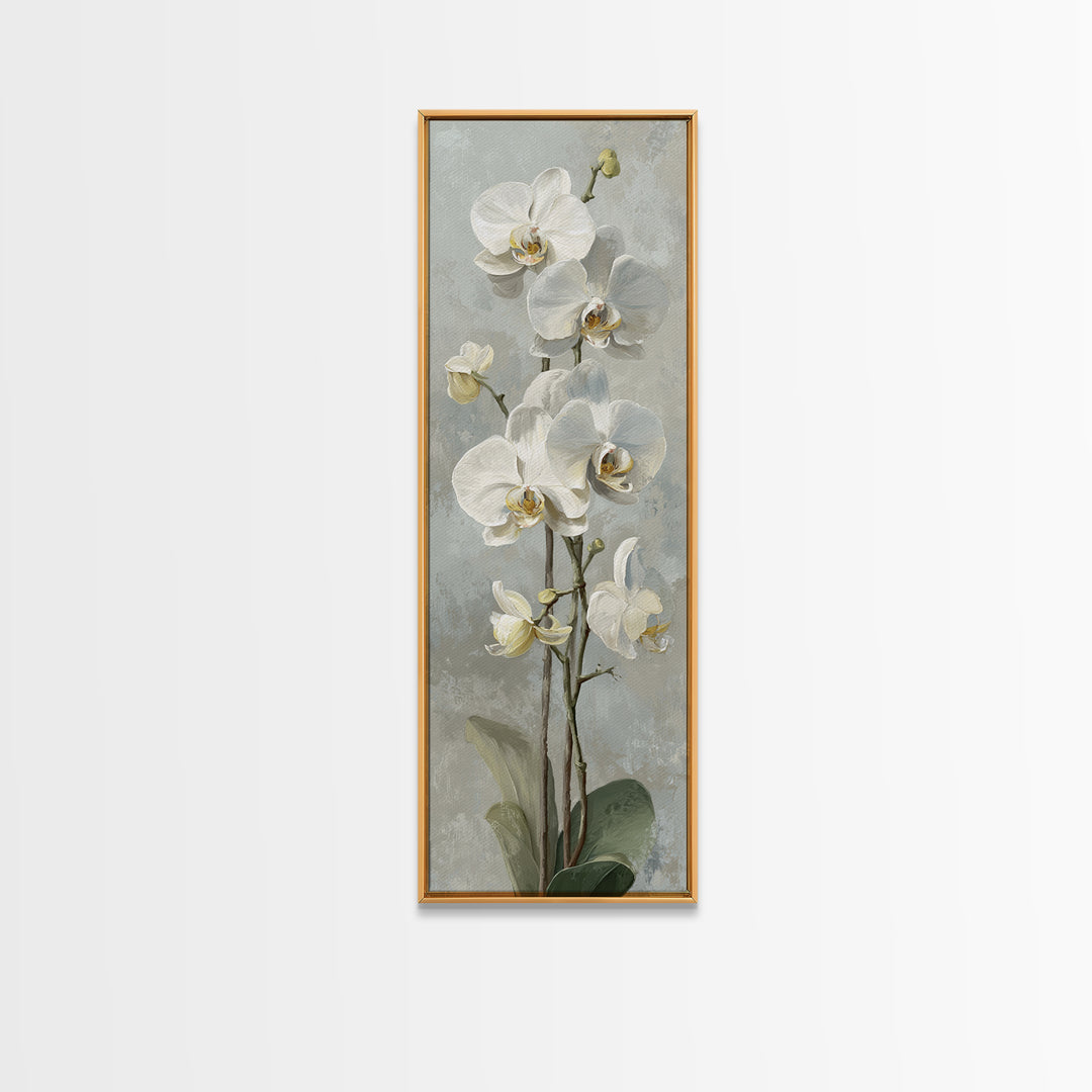 White Orchid on Light Gray Ground Canvas Print, Waiting Room Art, Bedroom Decor, Waiting Room Decor, Fine Art, Calm, Abstract, WRA-1x3-43