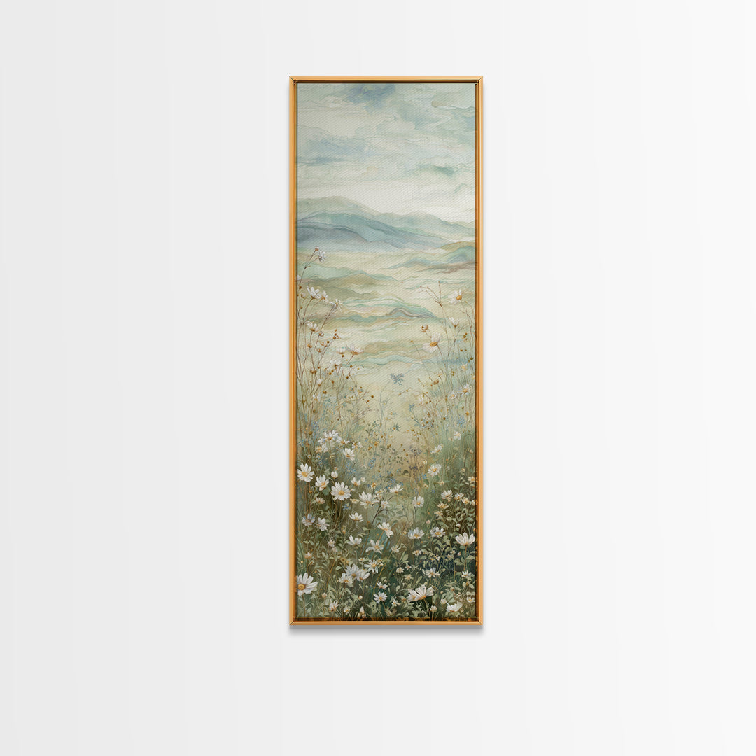 Sunlit Meadow with Wildflowers Canvas Print, Waiting Room Art, Contemporary Art, Waiting Room Decor, Oil Painting, Calm, WRA-1x3-44
