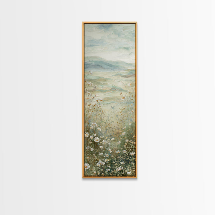 Sunlit Meadow with Wildflowers Canvas Print, Waiting Room Art, Contemporary Art, Waiting Room Decor, Oil Painting, Calm, WRA-1x3-44