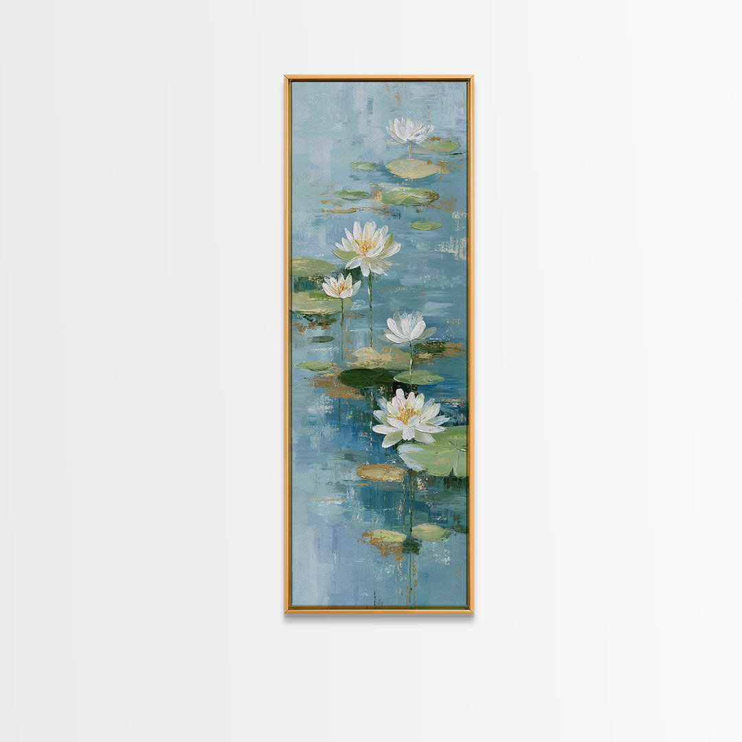 Lotus Flower on Still Water Canvas Print, Waiting Room Art, Minimalist Wall Art, Waiting Room Decor, Fine Art, Calm, Dental Art, WRA-1x3-51