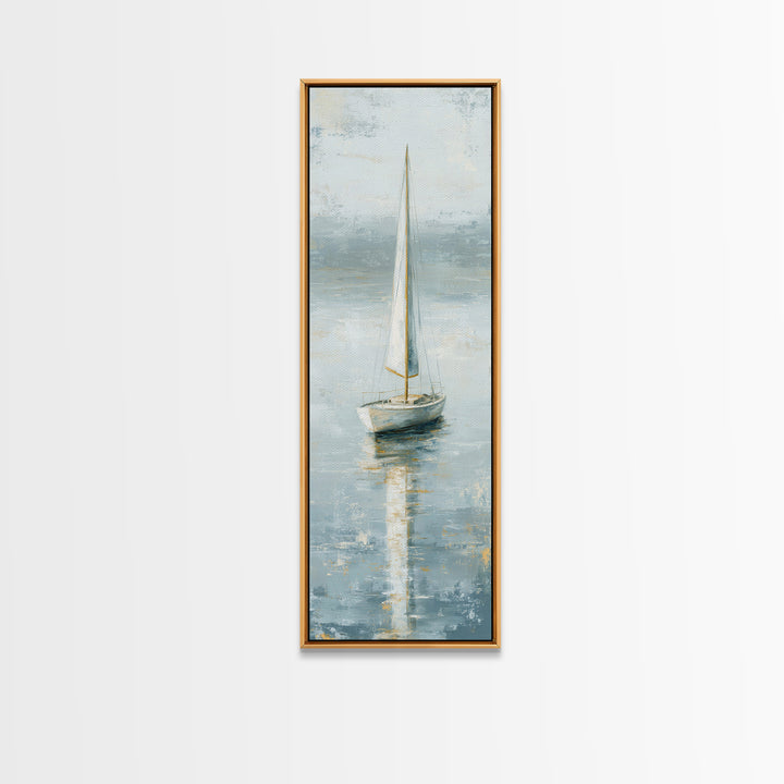 Quiet Sailboat on Calm Water Canvas Print, Waiting Room Art, Contemporary Art, Waiting Room Decor, Calm, Living Room Wall Art, WRA-1x3-7