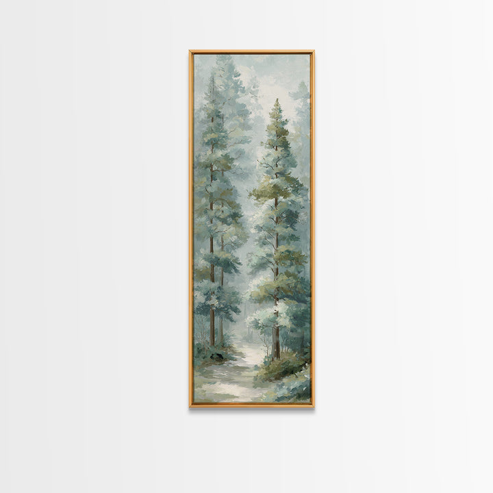 Misty Forest Path Framed Canvas Print, Waiting Room Art, Abstract, Waiting Room Decor, Calm, Modern Decor, Fine Art Print, WRA-1x3-71