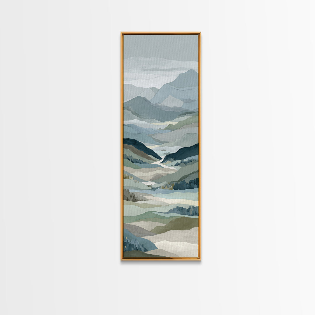 Simple Mountain Layers Framed Canvas Print, Waiting Room Art, Fine Art, Waiting Room Decor, Calm, Minimalist Decor, WRA-1x3-74