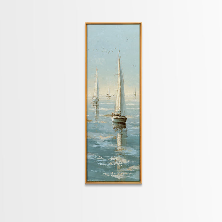 Quiet Sailboat on Calm Water Framed Canvas Print, Waiting Room Art, Office Wall Decor, Waiting Room Decor, Fine Art, Calm, WRA-1x3-79