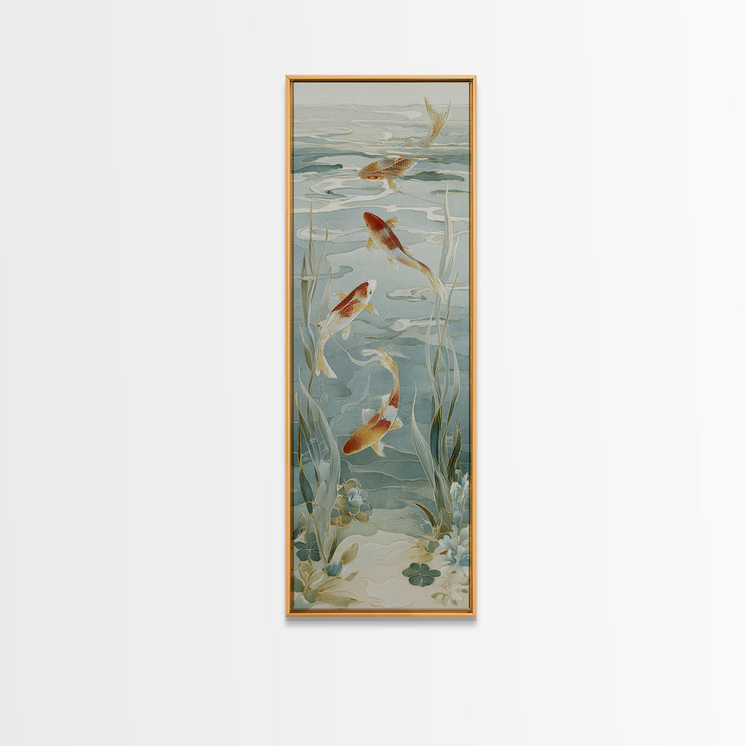 Gentle Koi Fish Canvas Print, Waiting Room Art, Gallery Decor, Waiting Room Decor, Oil Painting, Calm, Contemporary Art, WRA-1x3-82