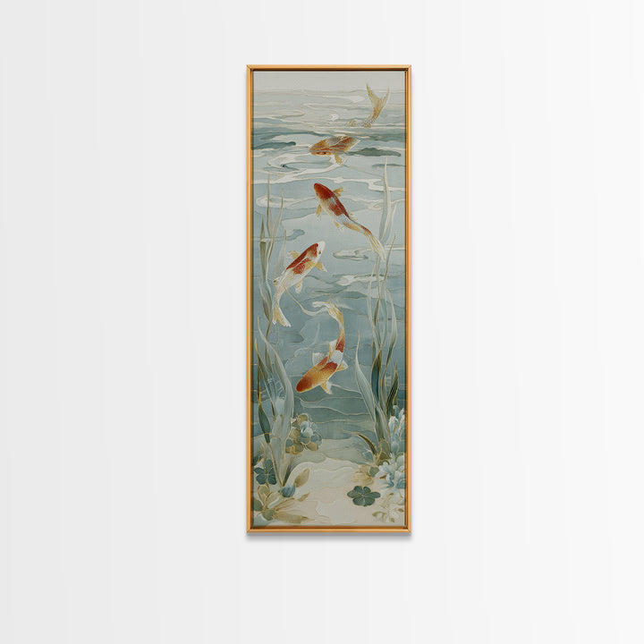 Gentle Koi Fish Canvas Print, Waiting Room Art, Gallery Decor, Waiting Room Decor, Oil Painting, Calm, Contemporary Art, WRA-1x3-82