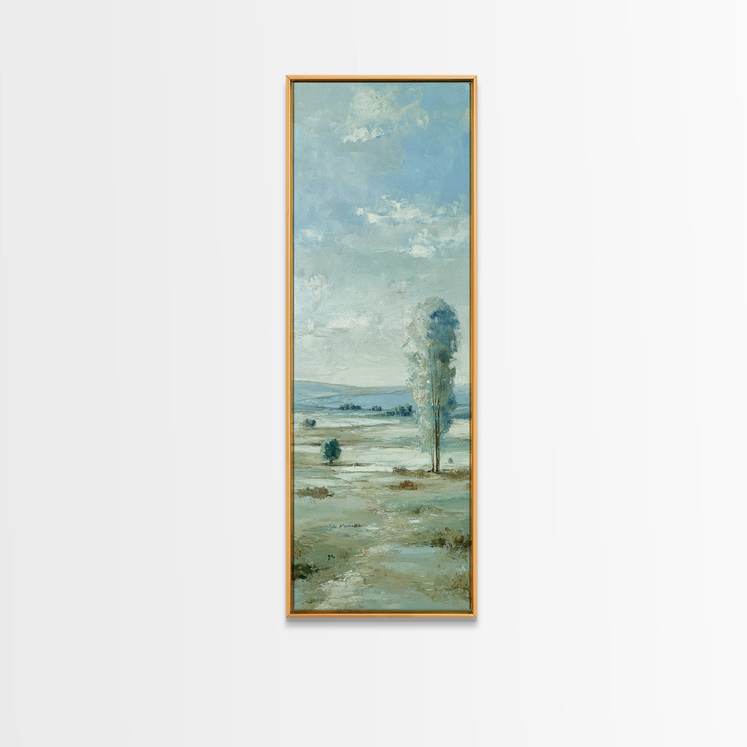 Open Field with Distant Tree Framed Canvas Print, Waiting Room Art, Gallery Wall Art, Waiting Room Decor, Fine Art, Calm, WRA-1x3-83