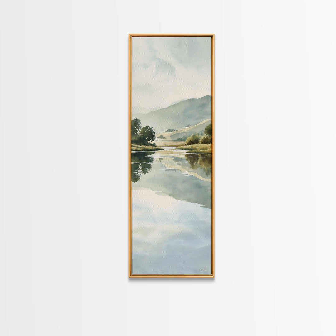 Peaceful Lake Reflection at Dawn Canvas Print, Waiting Room Art, Minimalist Wall Art, Waiting Room Decor, Fine Art, Calm, WRA-1x3-88