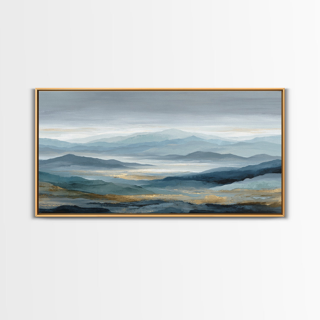 Simple Mountain Layers Framed Canvas Print, Waiting Room Art, Art Print, Waiting Room Decor, Fine Art, Calm, Abstract Art, WRA-2x1-10