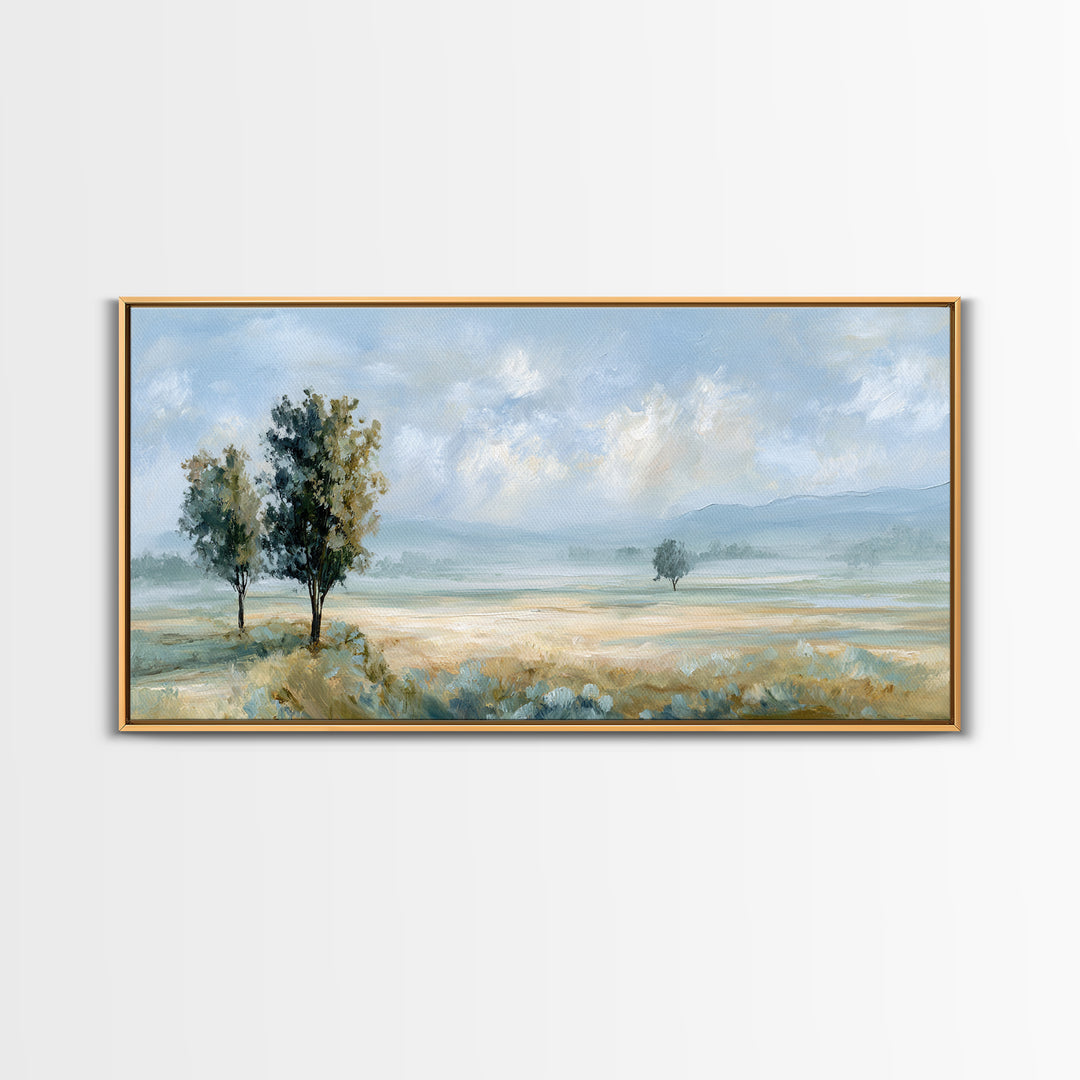 Open Field with Distant Tree Framed Canvas Print, Waiting Room Art, Therapy Office Decor, Waiting Room Decor, Fine Art, Calm, WRA-2x1-19