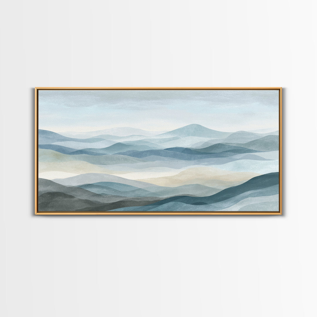 Simple Mountain Layers Framed Canvas Print, Waiting Room Art, Art Print, Waiting Room Decor, Fine Art, Calm, Abstract Art, WRA-2x1-34