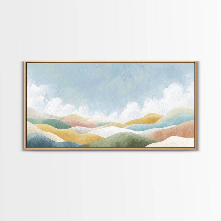 Pastel Rainbow Shapes for Pediatric Spaces Framed Canvas Print, Waiting Room Art, Fine Art Print, Waiting Room Decor, WRA-2x1-38