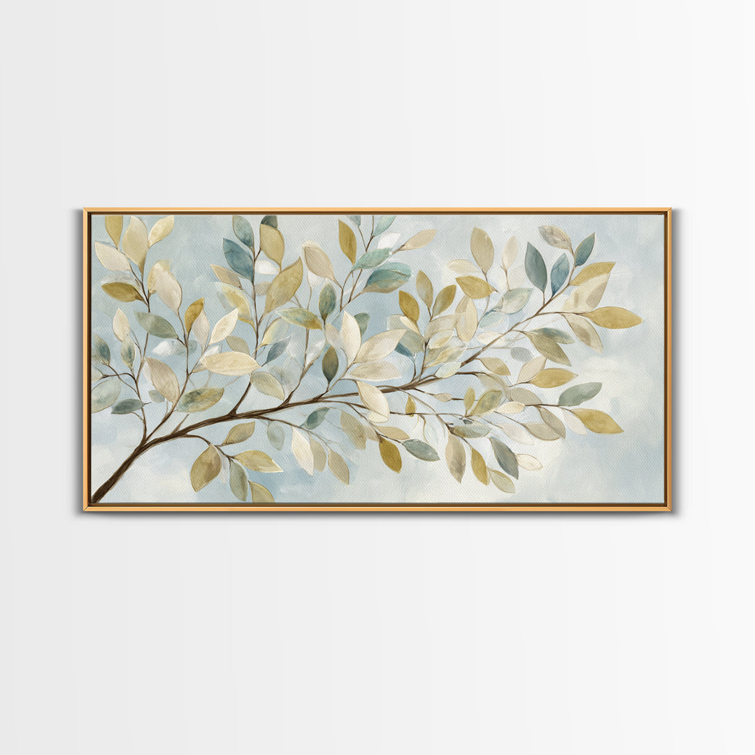 Neutral Botanical Branch Canvas Print, Waiting Room Art, Living Room Wall Art, Waiting Room Decor, Watercolor Art, Calm, WRA-2x1-47