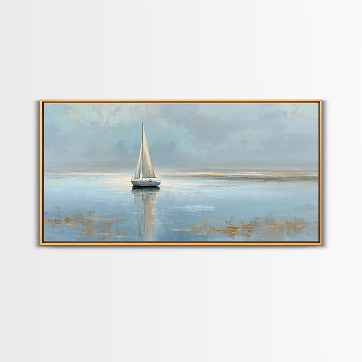 Quiet Sailboat on Calm Water Canvas Print, Waiting Room Art, Minimalist Wall Art, Waiting Room Decor, Fine Art, Calm, WRA-2x1-63