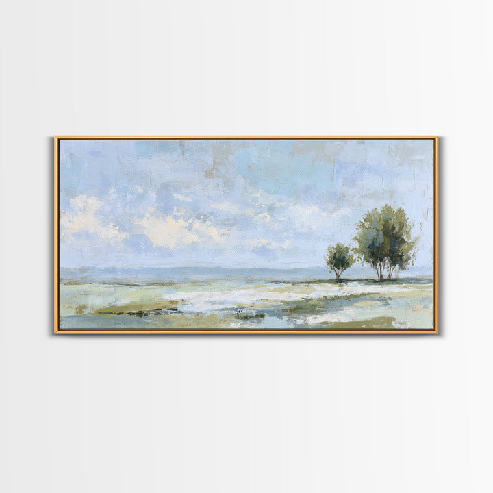 Open Field with Distant Tree Framed Canvas Print, Waiting Room Art, Dental Art, Waiting Room Decor, Fine Art, Calm, WRA-2x1-67