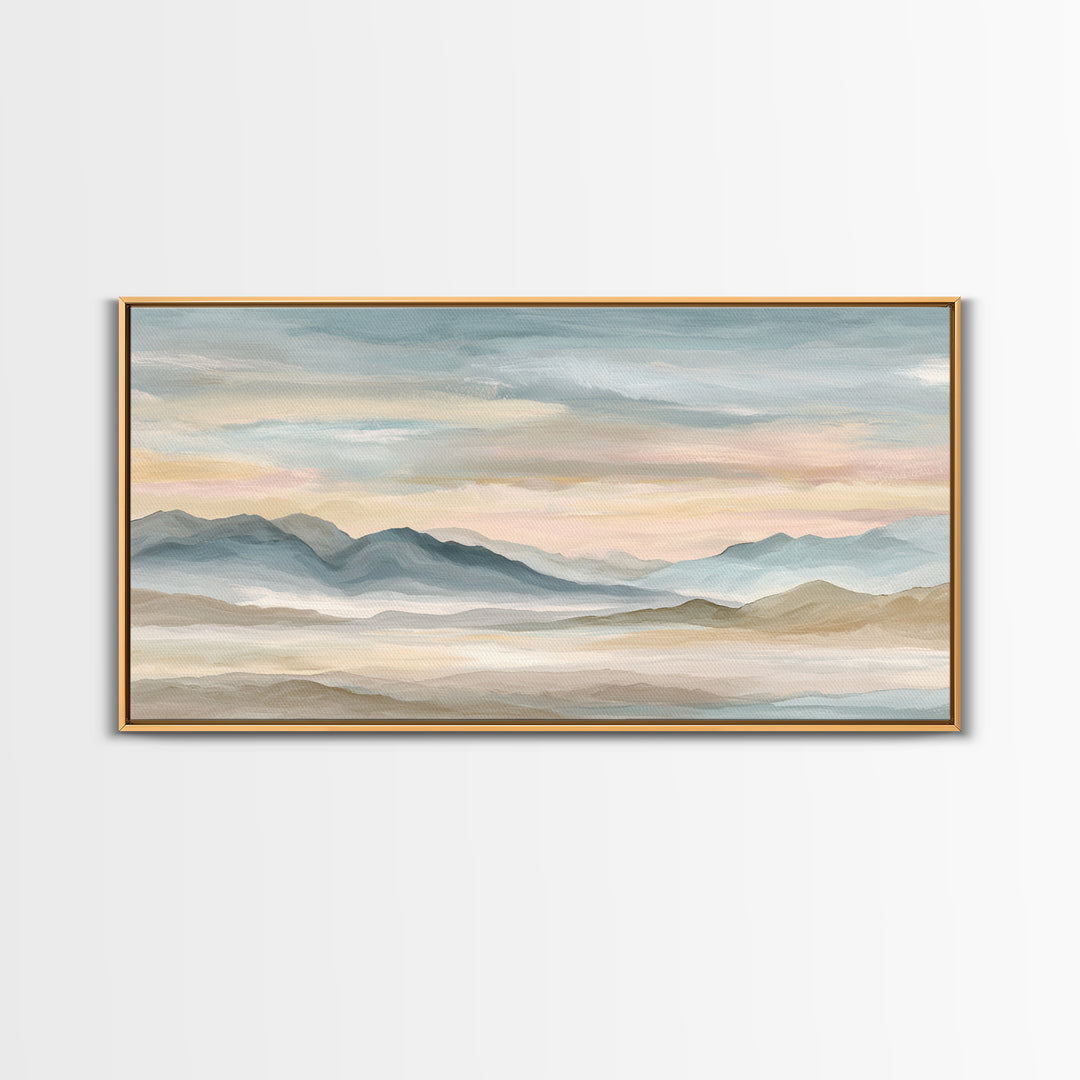 Warm Desert Sunrise Framed Canvas Print, Waiting Room Art, Printable Art, Waiting Room Decor, Watercolor Art, Calm, WRA-2x1-81