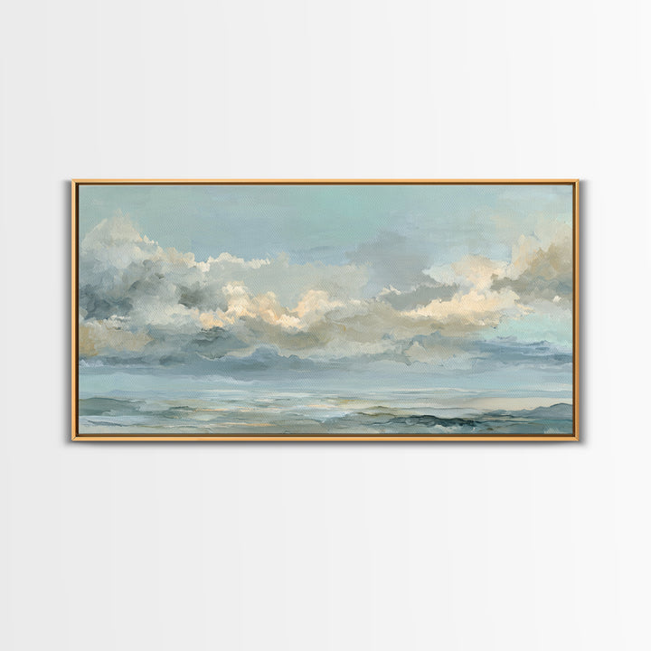 Large Cloudscape with Hopeful Light Framed Canvas Print, Waiting Room Art, Gallery Wall Art, Waiting Room Decor, Fine Art, Calm, WRA-2x1-84