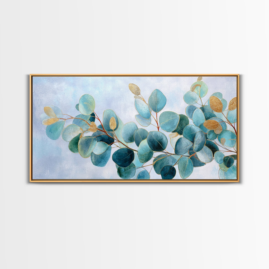 Clean Eucalyptus Leaf Study Framed Canvas Print, Waiting Room Art, Office Wall Art, Waiting Room Decor, Fine Art, Calm, WRA-2x1-85